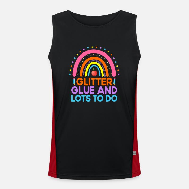 Glitzerkleber Und viel zu tun Schullehrer Funktionelles Kontrast-Tank Top für Männer 