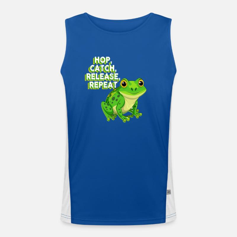 Hop Catch Release Repeat Frosch Humor Funktionelles Kontrast-Tank Top für Männer 