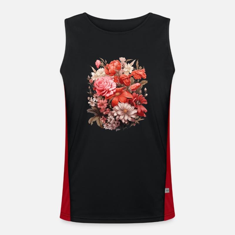 Mer de fleurs en rouge Débardeur respirant contrasté Homme 