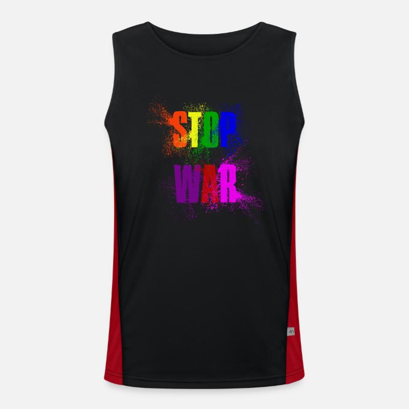 STOP WAR – NO WAR - PEACE in Regenbogenfarben Funktionelles Kontrast-Tank Top für Männer 