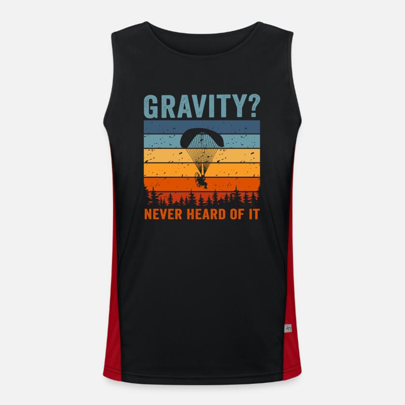 Hilarious Paramotor Gravity Meme - Men's Functional Contrast Tank Top  - black/red