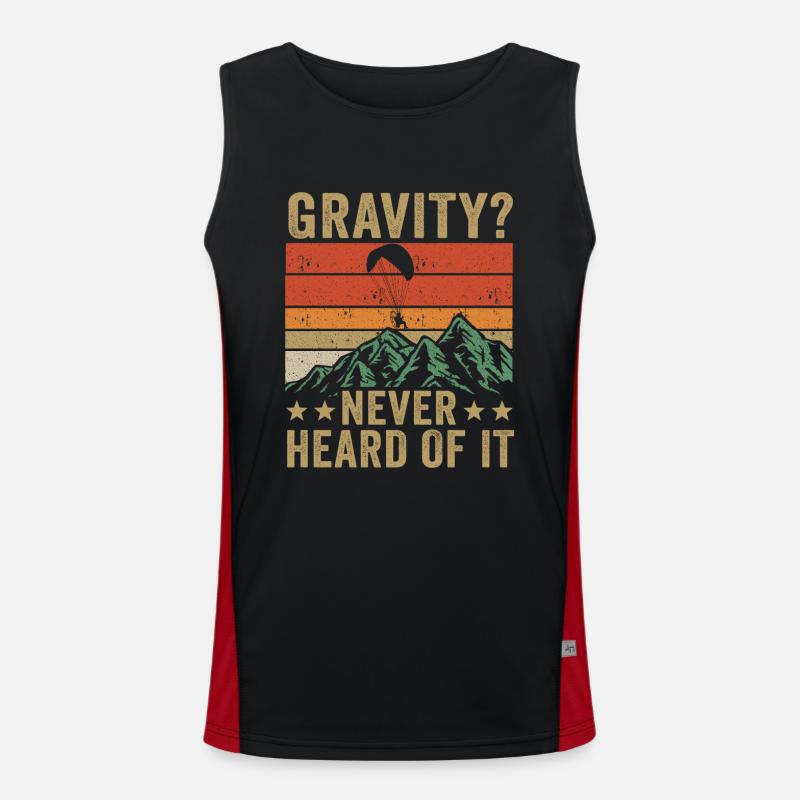 Hilarious Paramotor Gravity Meme - Men's Functional Contrast Tank Top  - black/red