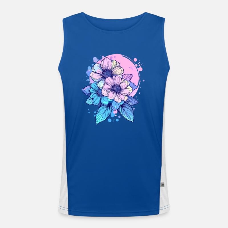 Neon Flowers Splash Men's Functional Contrast Tank Top 