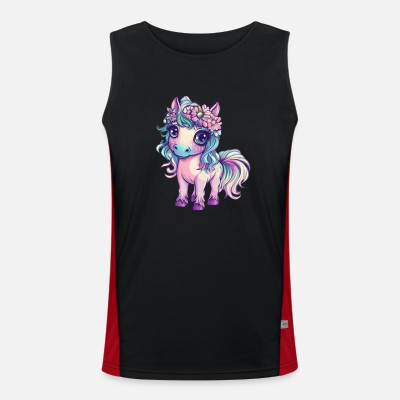 Rainbow pony with flowers Men's Functional Contrast Tank Top 