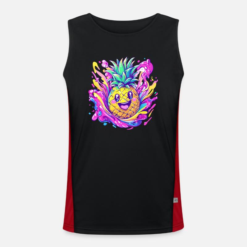 Happy Pineapple Explosion - Men's Functional Contrast Tank Top  - black/red