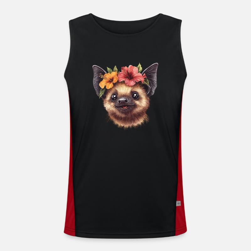 Fledermaus mit Blüten Funktionelles Kontrast-Tank Top für Männer 