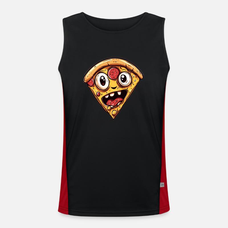 Funny pizza with a face Men's Functional Contrast Tank Top 