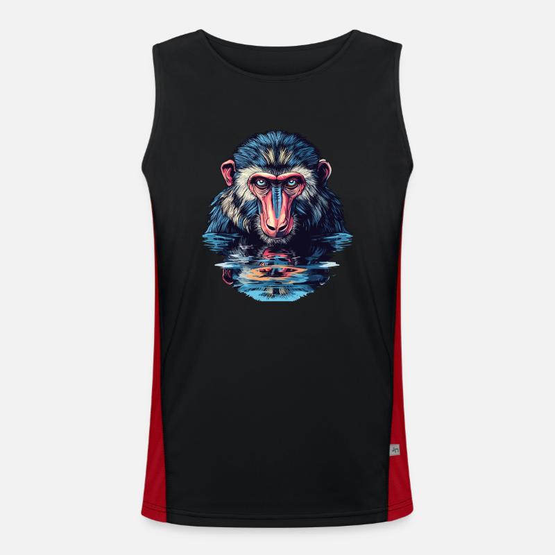 Mandrill in the water view Men's Functional Contrast Tank Top 