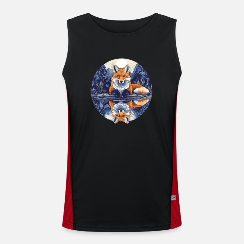 Fox with reflection Men's Functional Contrast Tank Top 