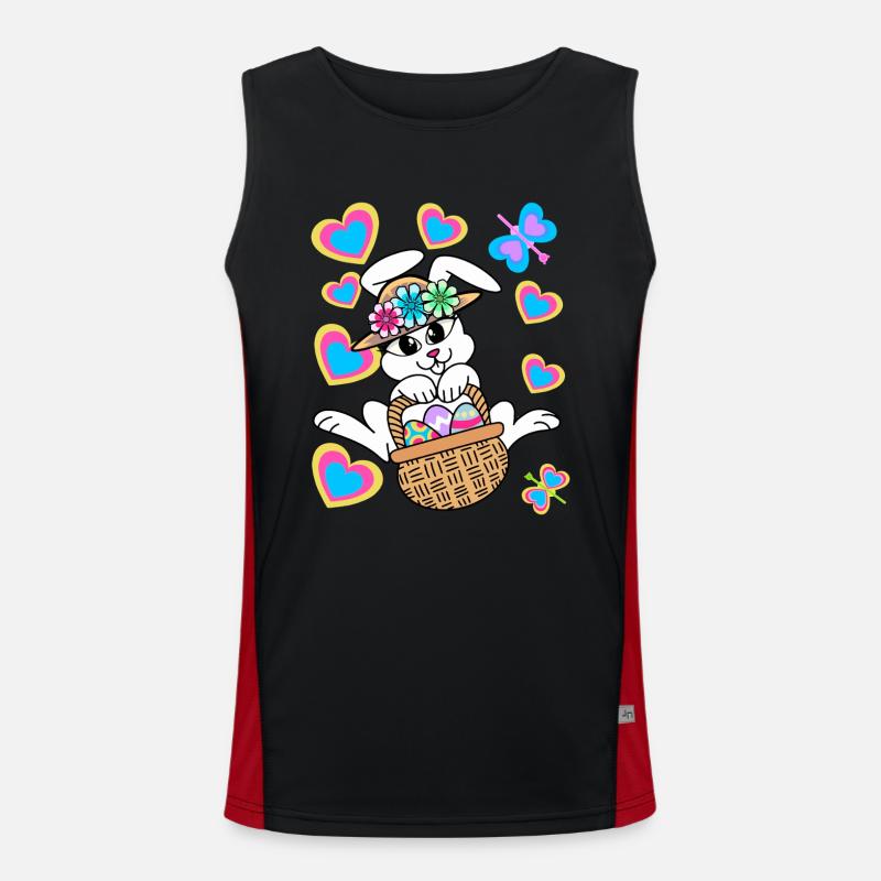 Retro Easter Bunny Bunny Bunny Rabbit Eggs Men's Functional Contrast Tank Top 