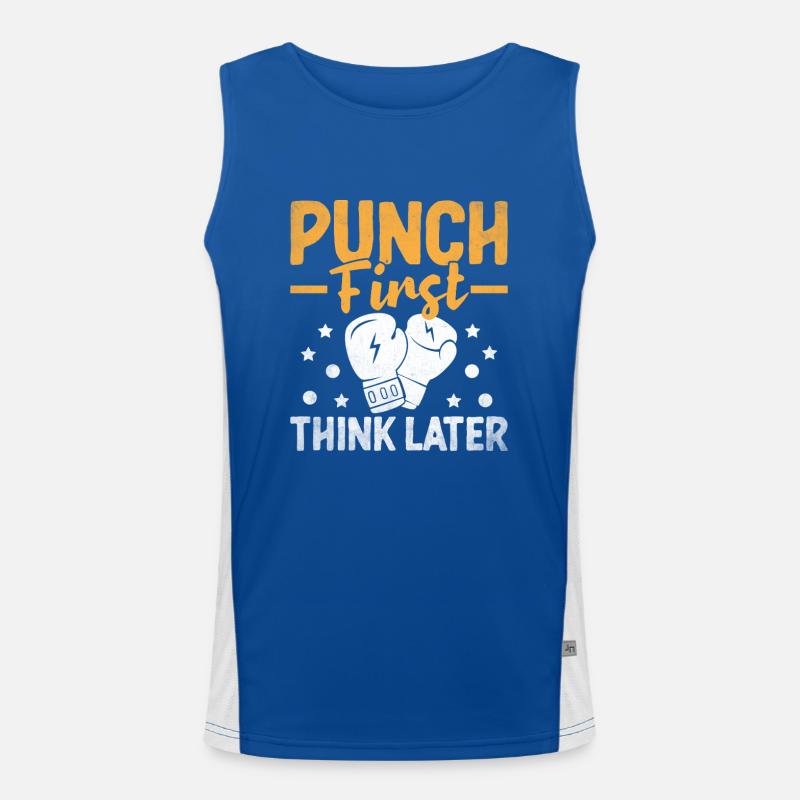 Punch First Think Later Boxer Sports Strength Men's Functional Contrast Tank Top 