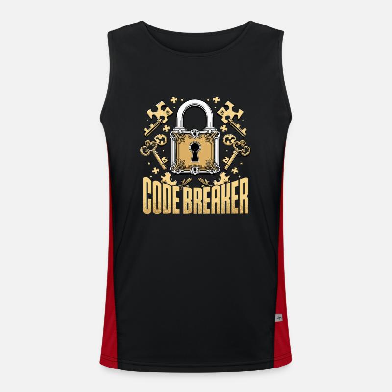 Escape Room Code Breaker - Men's Functional Contrast Tank Top  - black/red