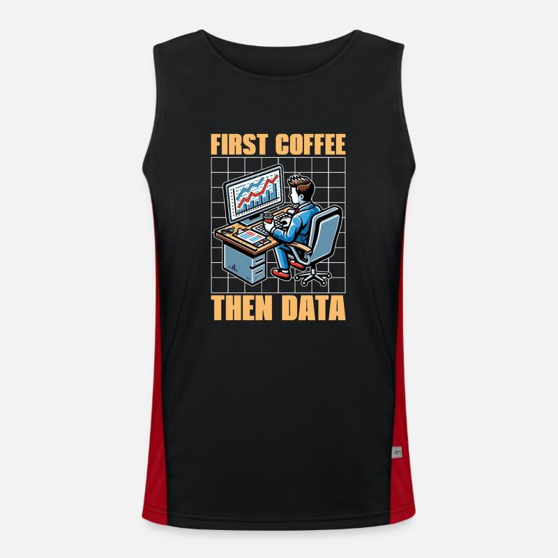 Statistician First Coffee Then Data Mathematician Funktionelles Kontrast-Tank Top für Männer 