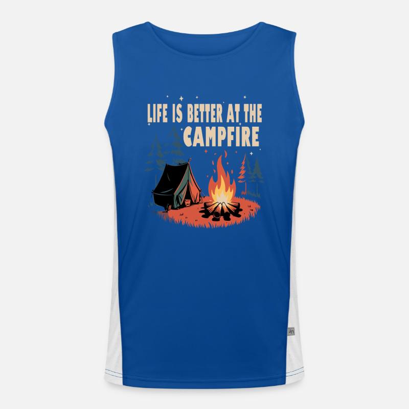 Life Is Better At The Campfire Funny Camping cool Débardeur respirant contrasté Homme 