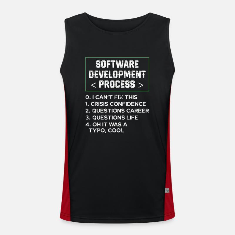 Softwareentwicklungsprozess Humor Programmierer - Funktionelles Kontrast-Tank Top für Männer - Schwarz/Rot