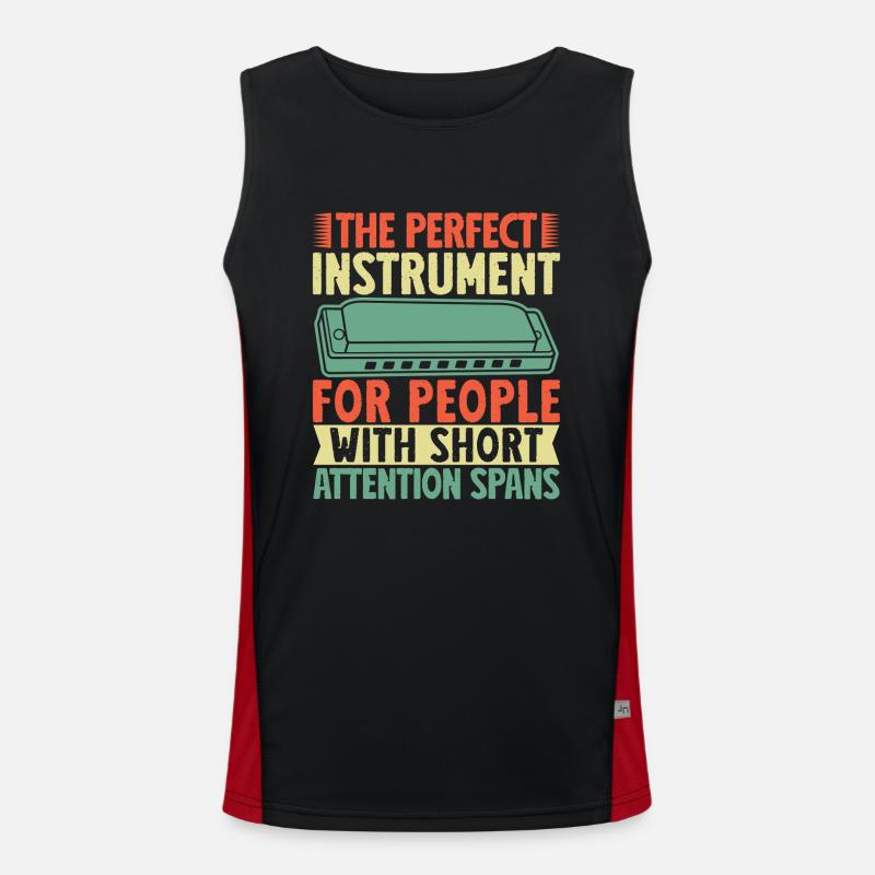 Funny Harmonica Player For People Men's Functional Contrast Tank Top 