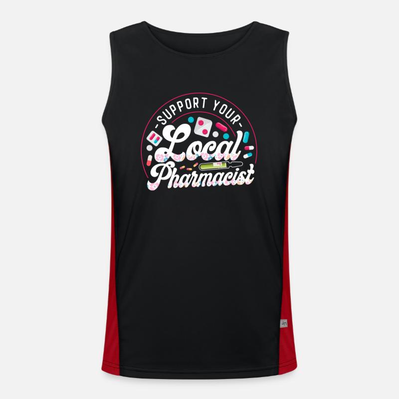 Pharmacy Tech Technician - Men's Functional Contrast Tank Top  - black/red