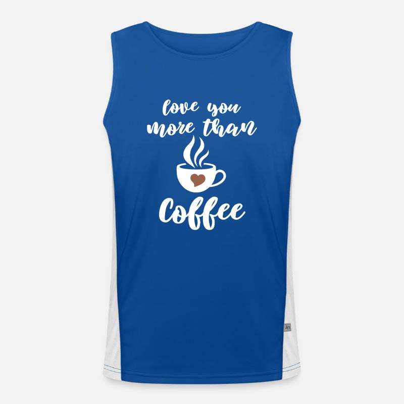 Liebevoller Kaffee Spruch Design Funktionelles Kontrast-Tank Top für Männer 