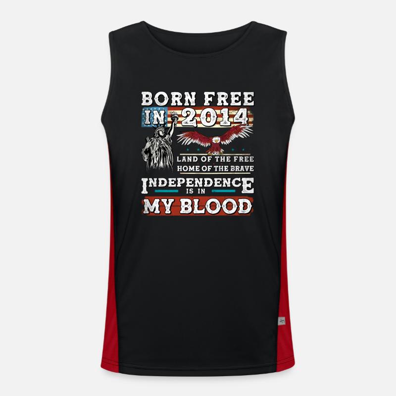 Geboren 2014 frei - Junger Patriot wird 11 Jahre alt Funktionelles Kontrast-Tank Top für Männer 