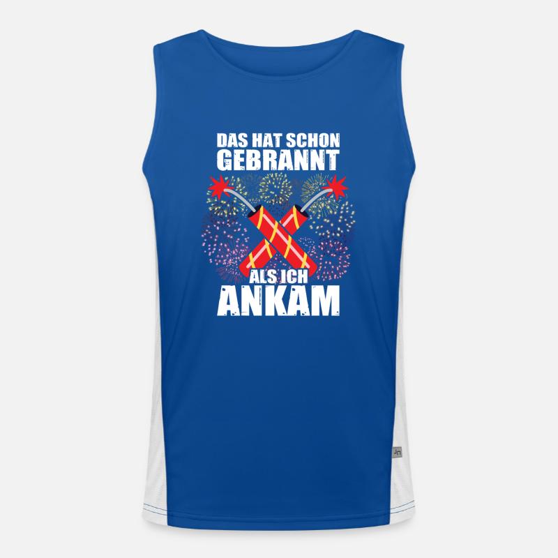 Has already burned, pyrotechnicians, fireworks, fireworks Men's Functional Contrast Tank Top 