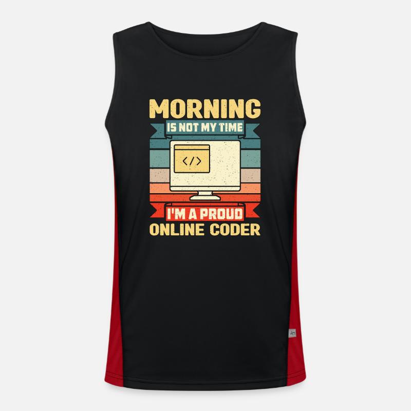 Online Coder Morning Is Not My Time Programmer Funktionelles Kontrast-Tank Top für Männer 
