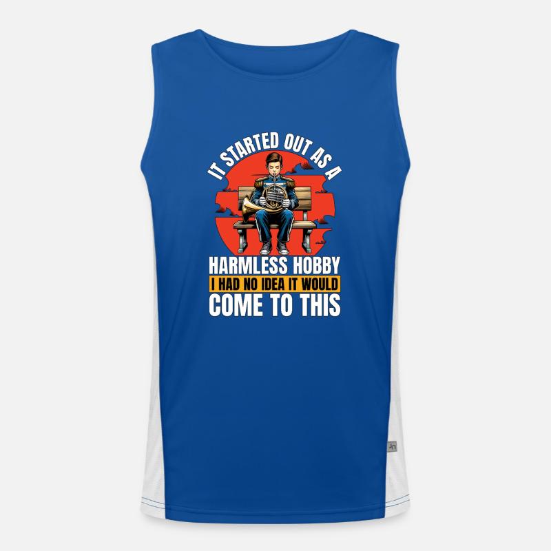French Horn It Started Out As A Marching Band Funktionelles Kontrast-Tank Top für Männer 