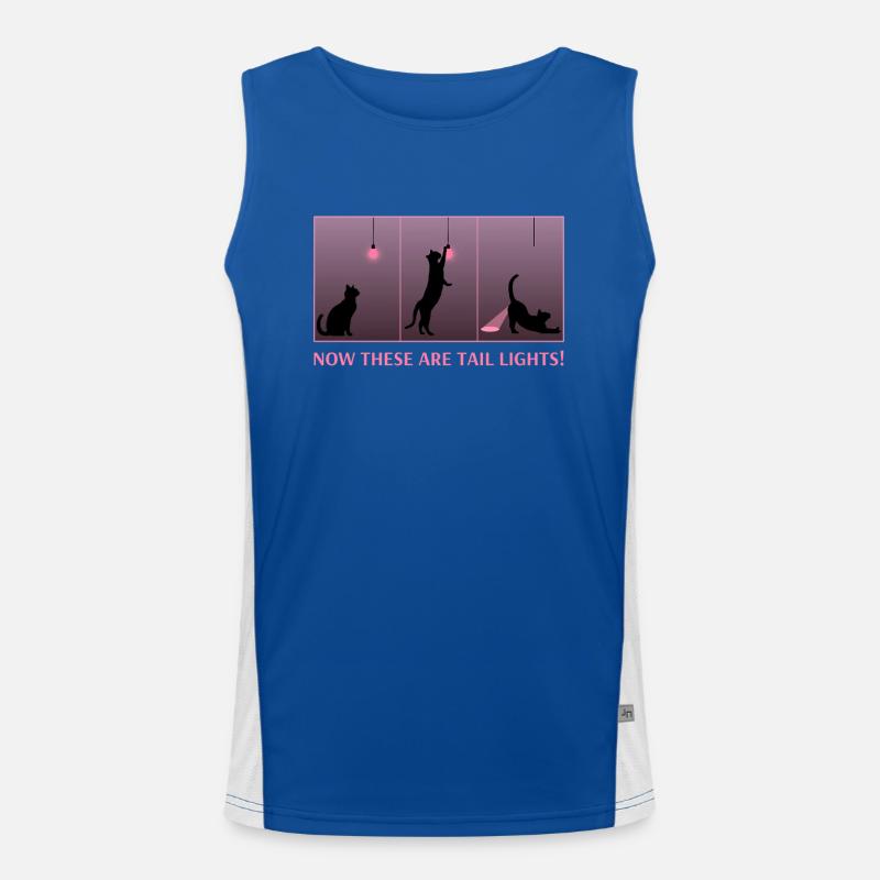 Funny Cat Eating Lightbulb Glowing Butt Tail Light Men's Functional Contrast Tank Top 