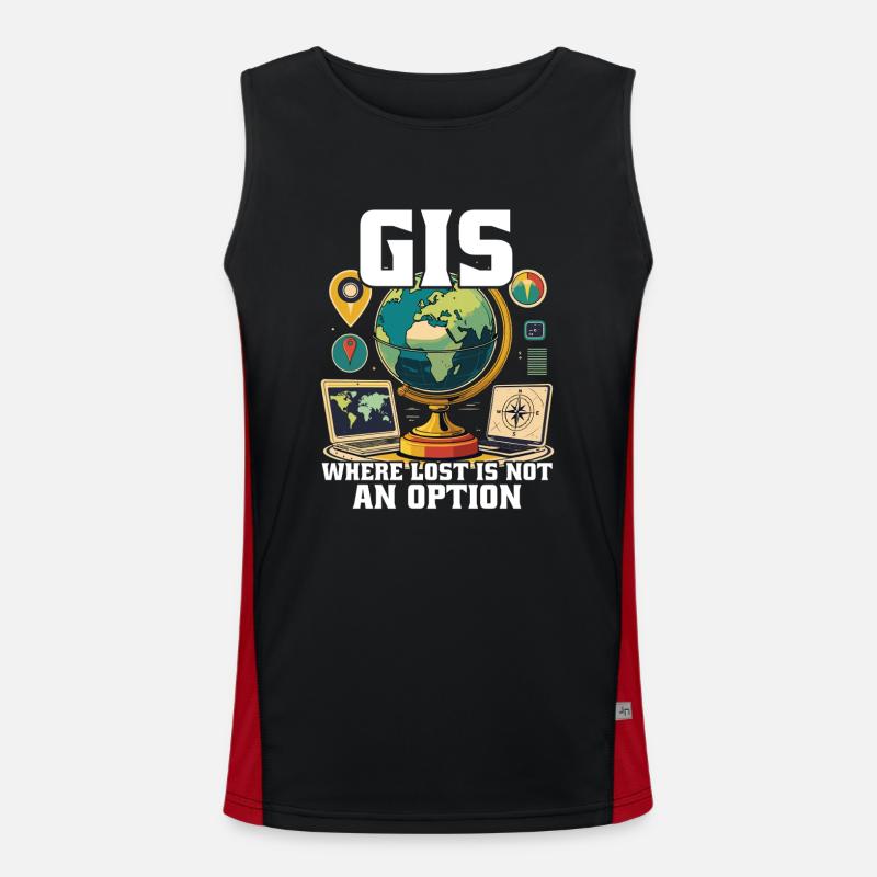 Geographic Information Systems - Men's Functional Contrast Tank Top  - black/red