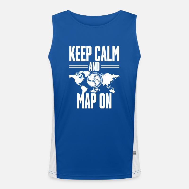 Geographic Information Systems Map On Men's Functional Contrast Tank Top 
