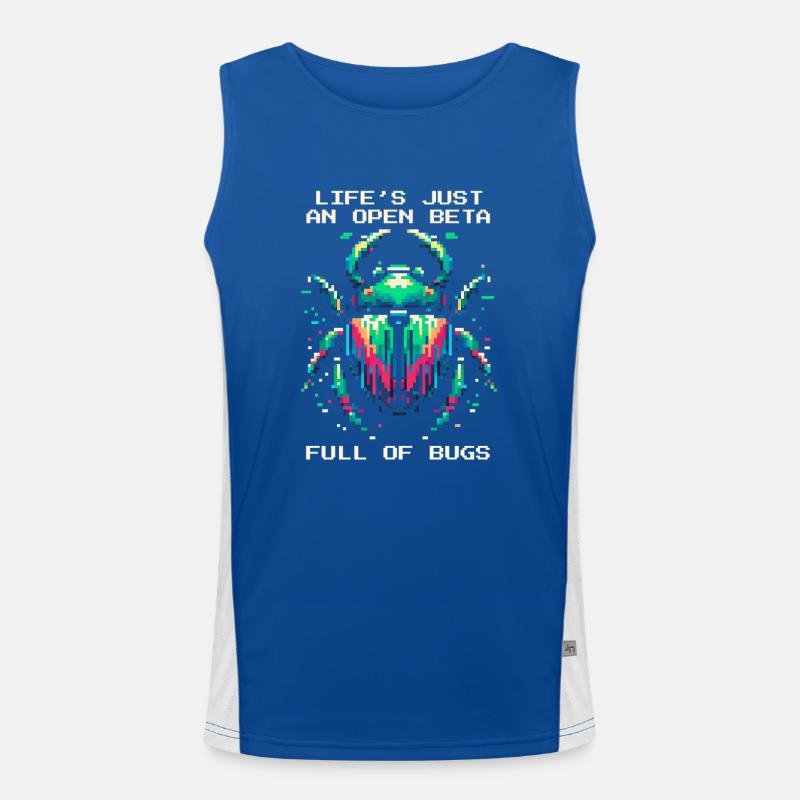 Bug Leben Beta Bugs Retro Pixel Art Humor Gaming Funktionelles Kontrast-Tank Top für Männer 