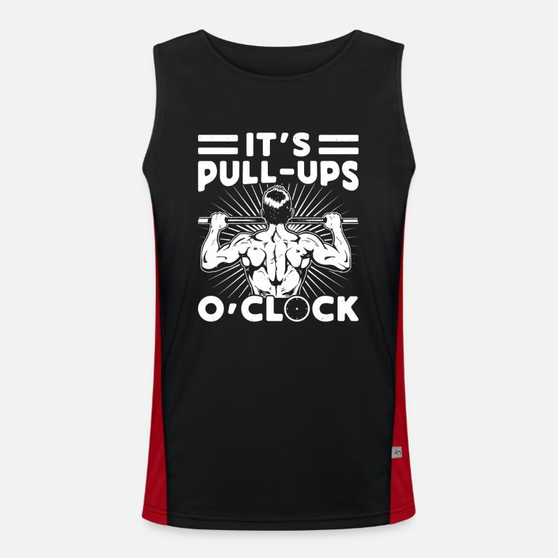 Gym Junkies It ́s Pull-Ups O ́Clock Calisthenics - Men's Functional Contrast Tank Top  - black/red