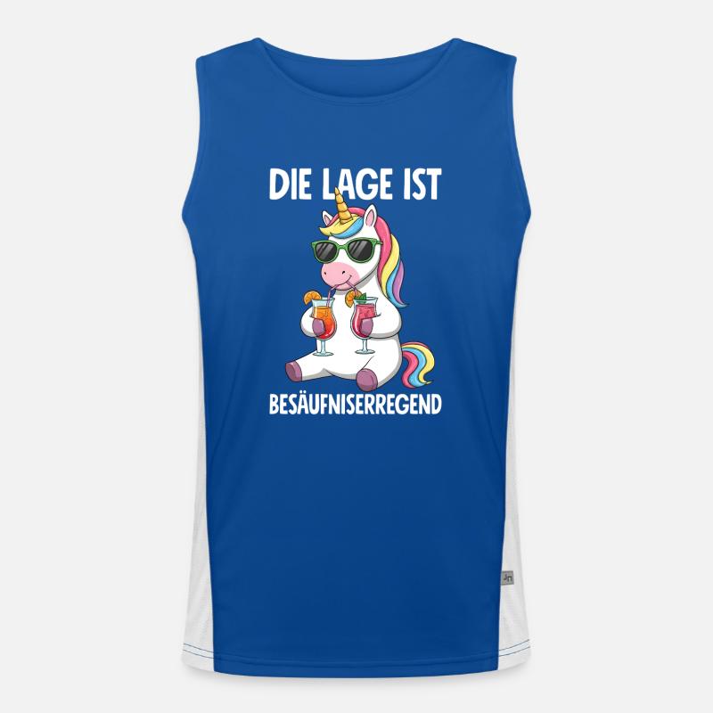 Die Lage Ist Besäufniserregend mit Einhorn Funktionelles Kontrast-Tank Top für Männer 