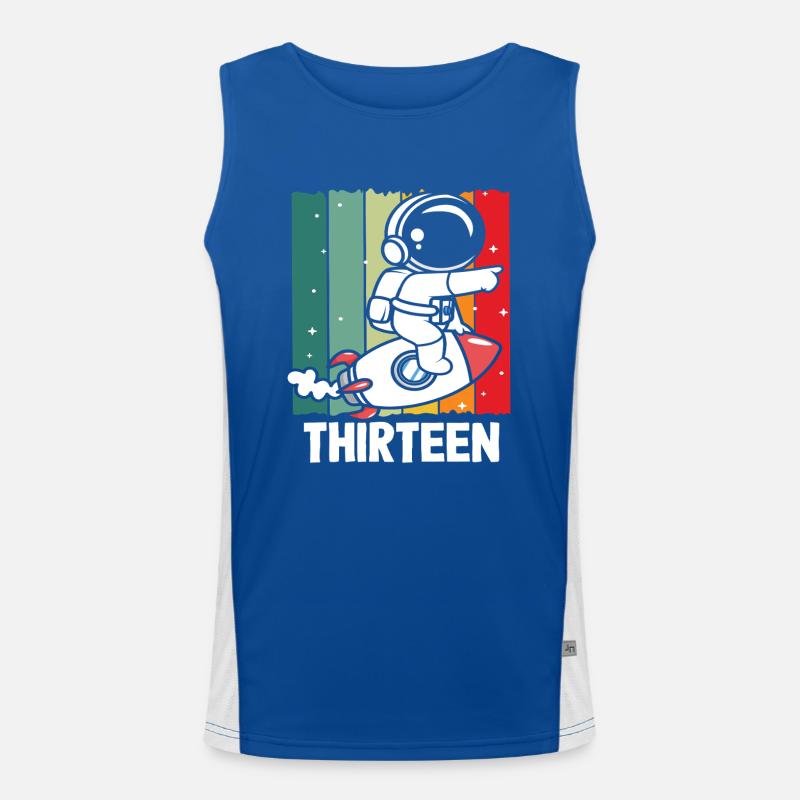 Astronaut Rocket Thirteen Retro Design Men's Functional Contrast Tank Top 