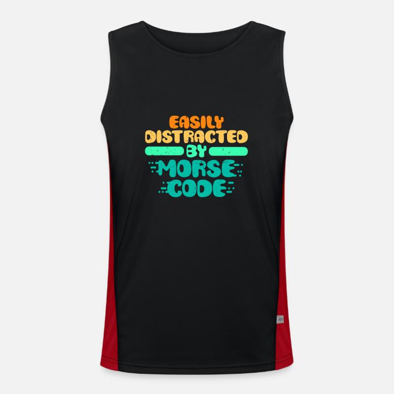 Morsecode Easily Distracted By Morse Code Funktionelles Kontrast-Tank Top für Männer 