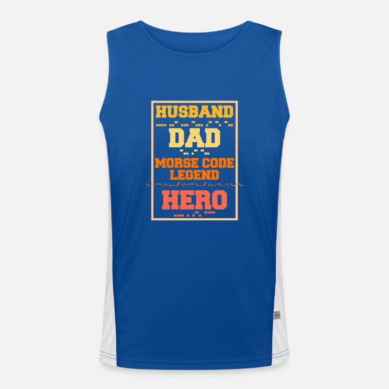 Morsecode Husband Dad Morse Code Legend Funktionelles Kontrast-Tank Top für Männer 