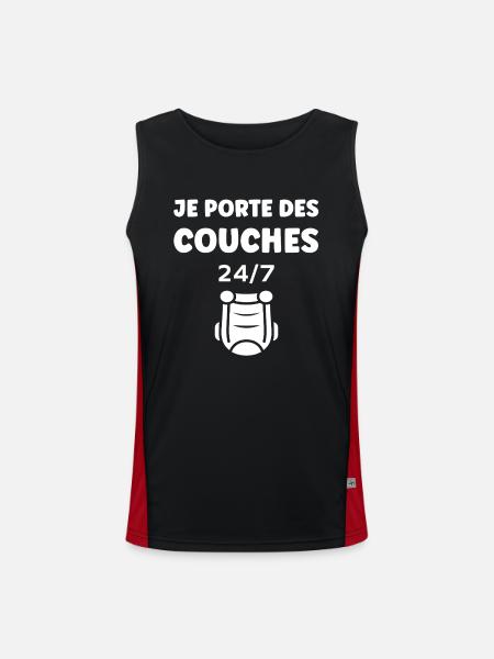 Couches - Débardeur respirant contrasté Homme - noir/rouge
