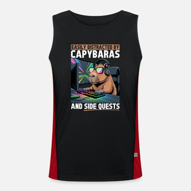 Capybara PC Gamer Gaming - Débardeur respirant contrasté Homme  - noir/rouge