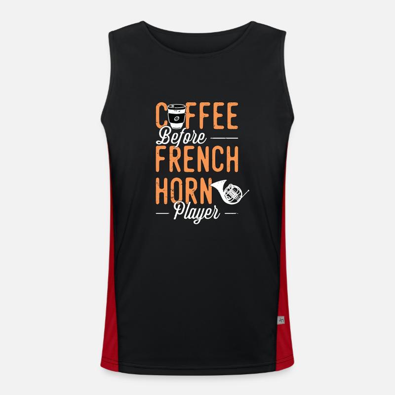 French Horn Coffee Musical Instrument Coffee Lover Men's Functional Contrast Tank Top 
