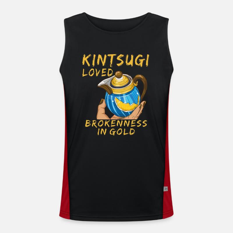 KINTSUGI LOVED BROKENNESS IN GOLD Funktionelles Kontrast-Tank Top für Männer 