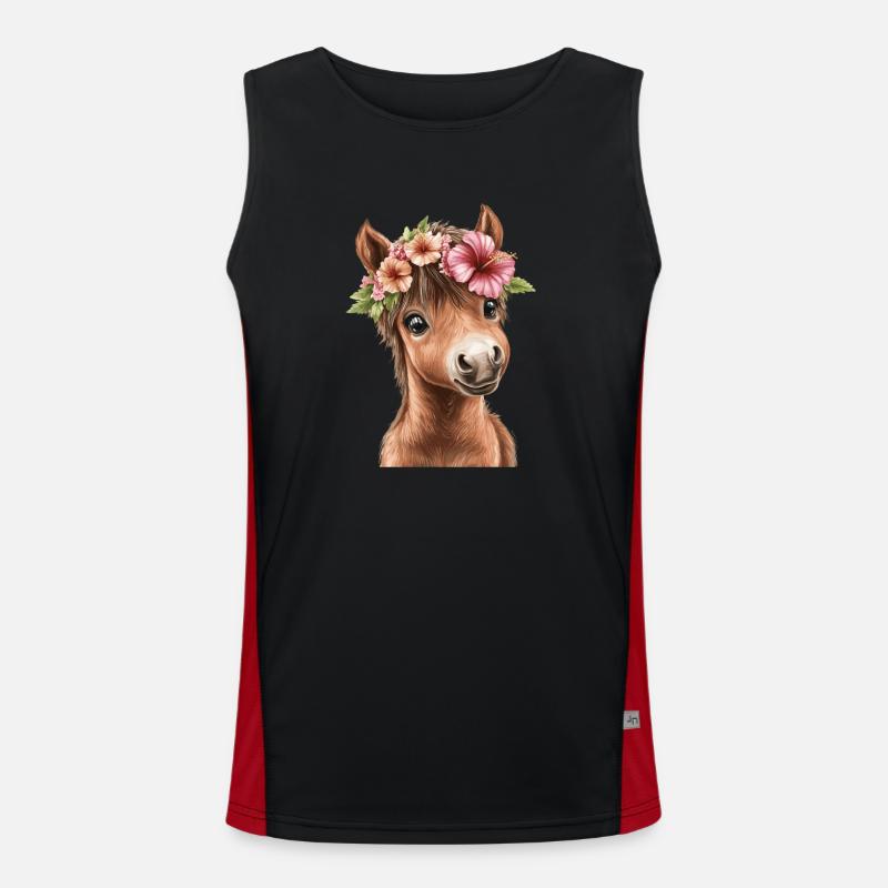 Flower pony with wreath - Men's Functional Contrast Tank Top  - black/red