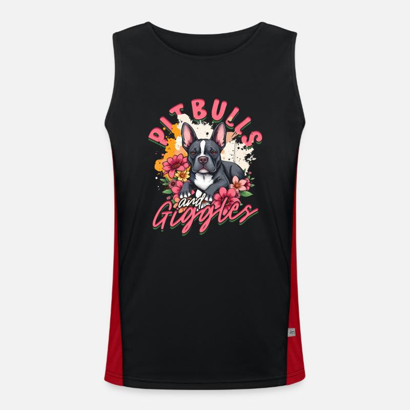 Pitbull Pitbulls And Giggles Funktionelles Kontrast-Tank Top für Männer 