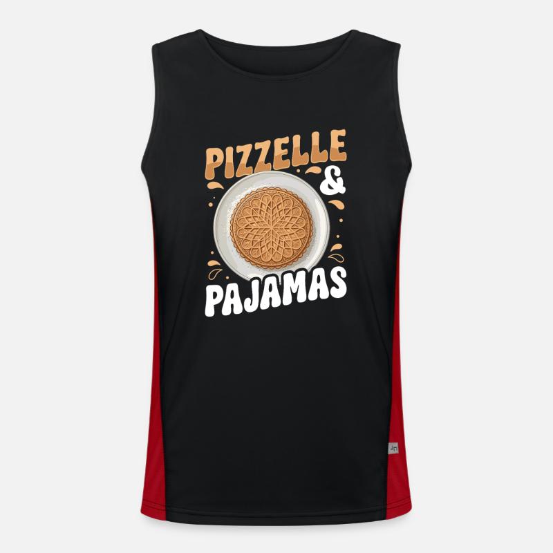 Pizzelle Waffle - Italian Waffles - Men's Functional Contrast Tank Top - black/red