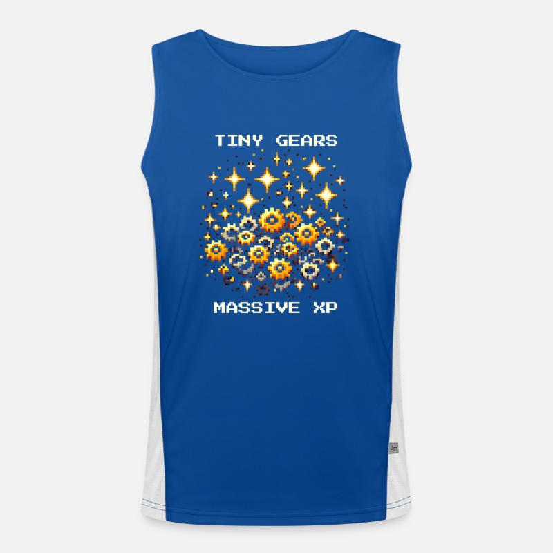 Tiny Gears XP Antrieb Feinmechanik Nerd Pixel Funktionelles Kontrast-Tank Top für Männer 