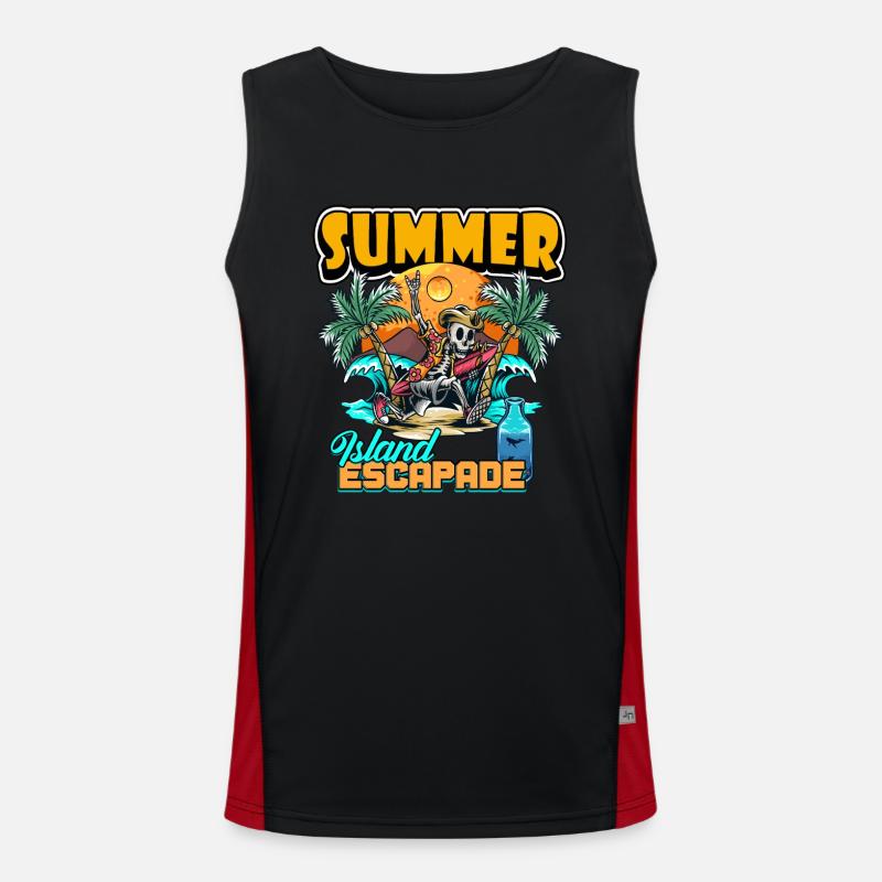 Summer Island Escapade Design Men's Functional Contrast Tank Top 