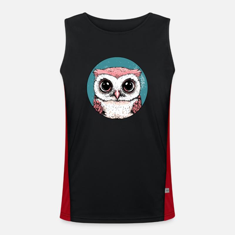 Große Augen Eule Funktionelles Kontrast-Tank Top für Männer 