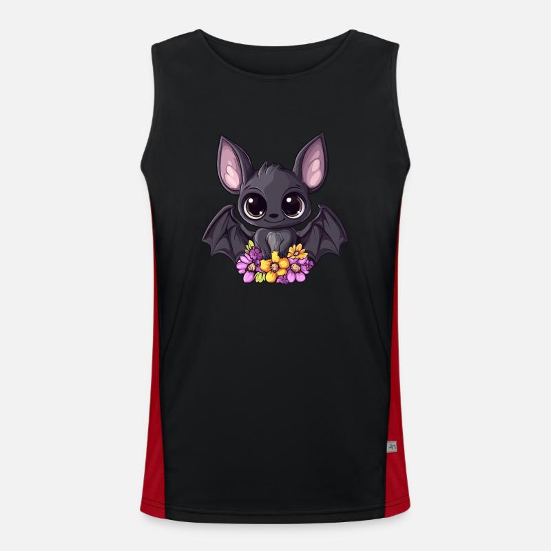 Fledermaus mit Blumen Funktionelles Kontrast-Tank Top für Männer 