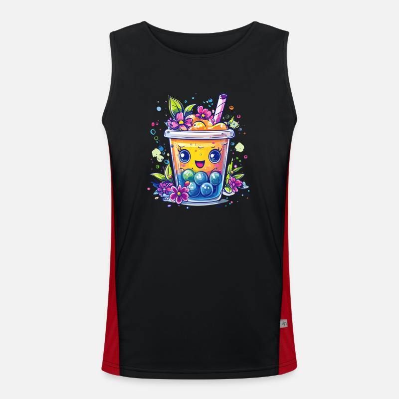 Fruchtiger Bubble Tea Funktionelles Kontrast-Tank Top für Männer 
