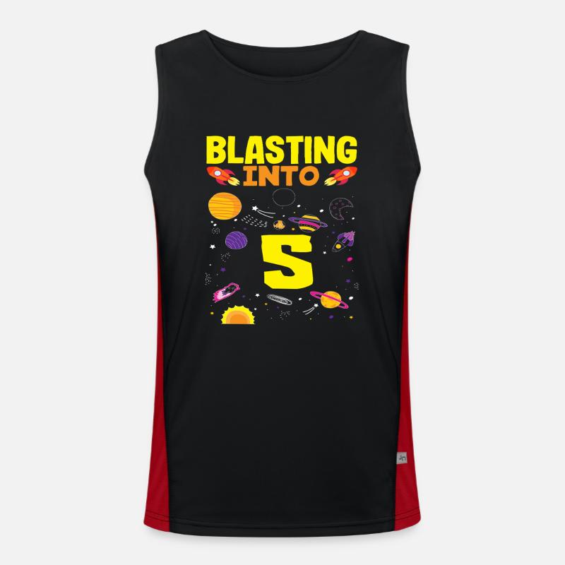 Rocket Adventure Blasting Into 5 - Men's Functional Contrast Tank Top  - black/red