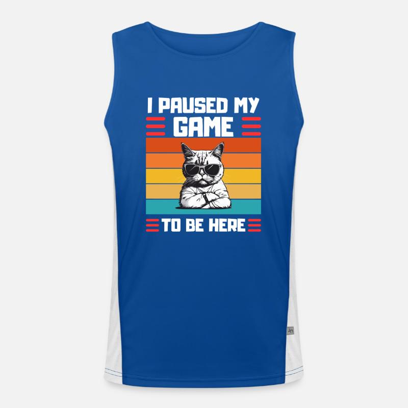 Zocker Katze Spruch Gaming Cat Funktionelles Kontrast-Tank Top für Männer 