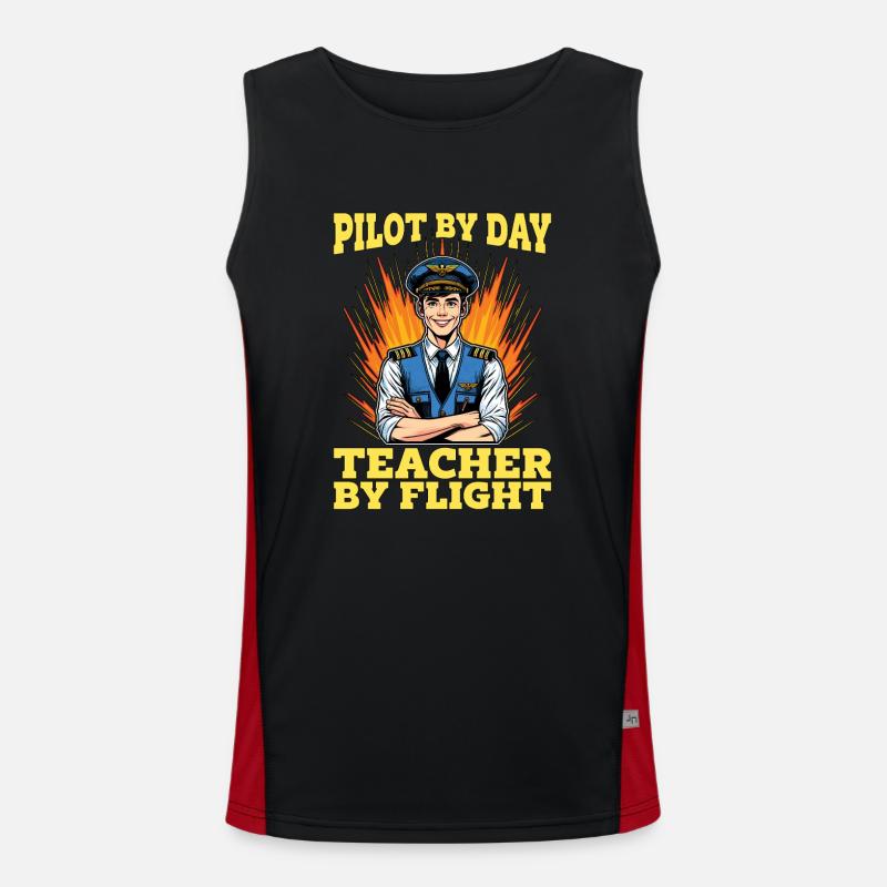 Flight Instructor Pilot By Day Aviation Teacher Funktionelles Kontrast-Tank Top für Männer 